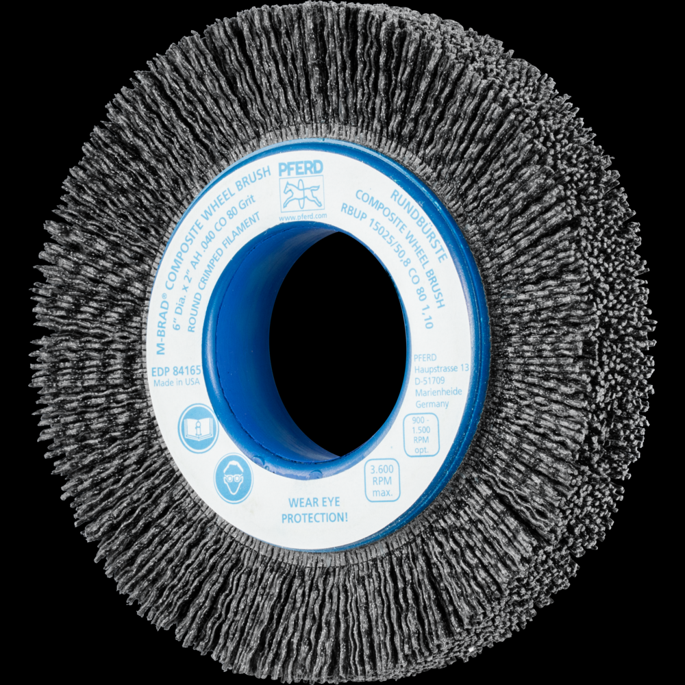 PFERD M-BRAD® Composite Wheel Brush 6&#34; Dia. .040/80 Grit Ceramic Oxide 2&#34; Arbor