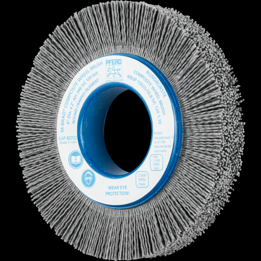 PFERD M-BRAD® Composite Wheel Brush 6&#34; Dia. .040/120 Grit Silicon Carbide 2&#34; Arbor