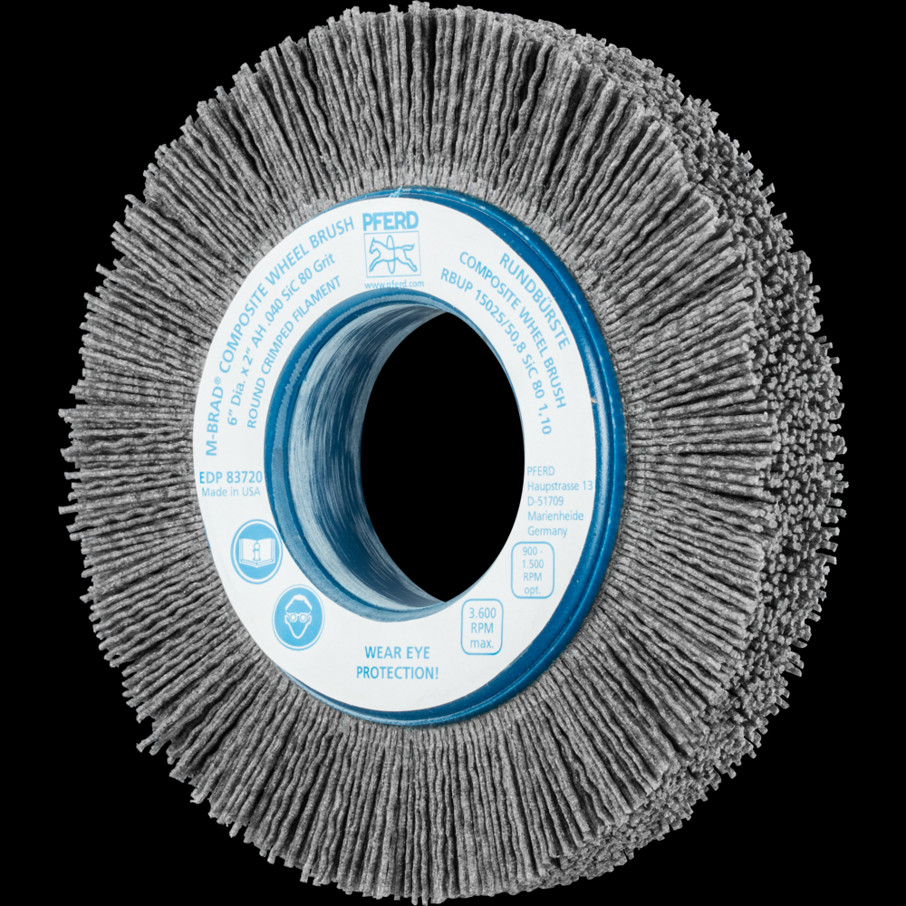 PFERD M-BRAD® Composite Wheel Brush 6&#34; Dia. .040/80 Grit Silicon Carbide 2&#34; Arbor