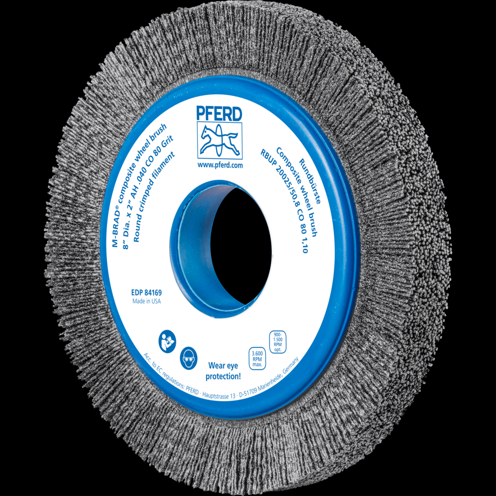 PFERD M-BRAD® Composite Wheel Brush 6&#34; Dia. .040/80 Grit Ceramic Oxide 2&#34; Arbor