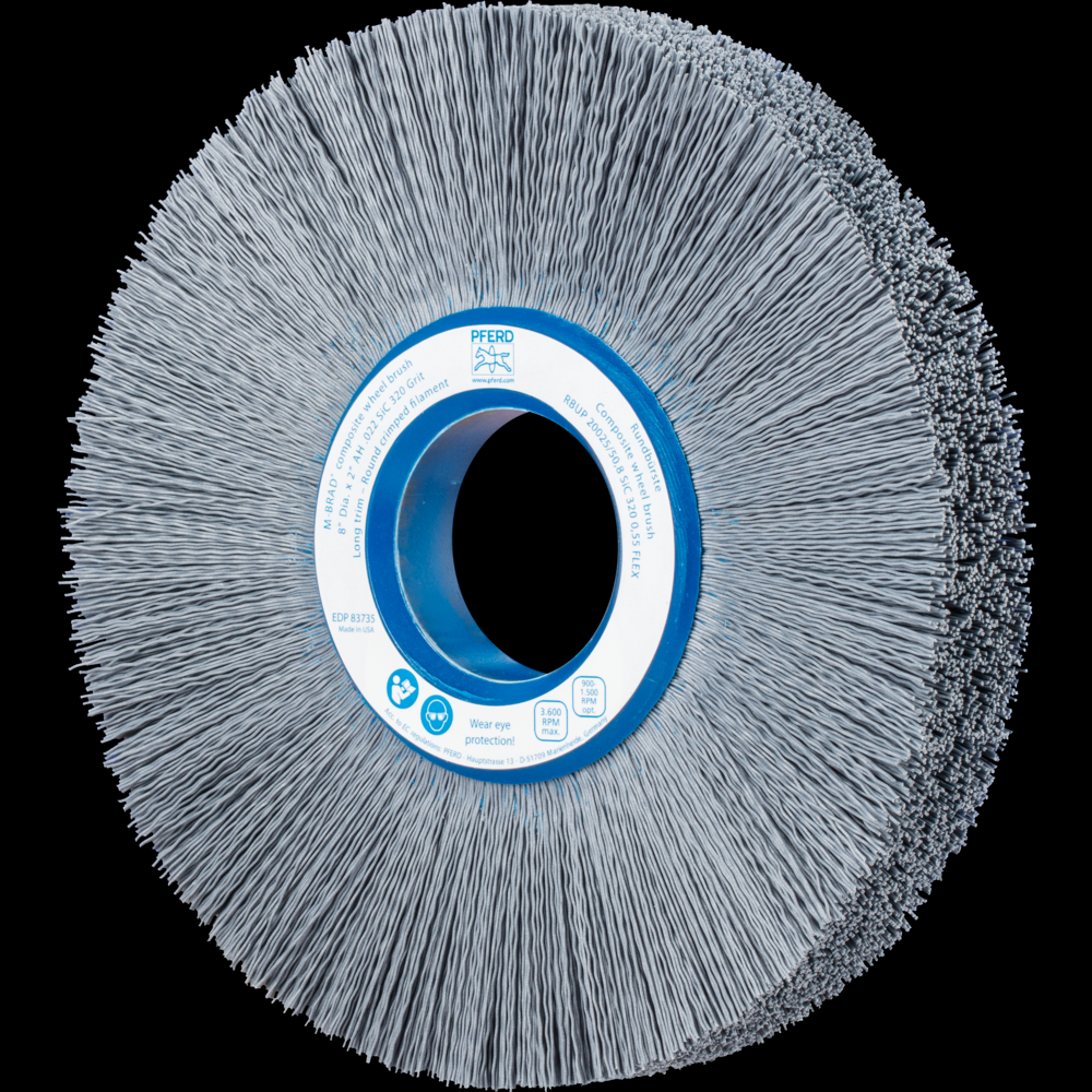 PFERD M-BRAD® Composite Wheel Brush 8&#34; Dia. .022/320 Grit Silicon Carbide 2&#34; Arbor