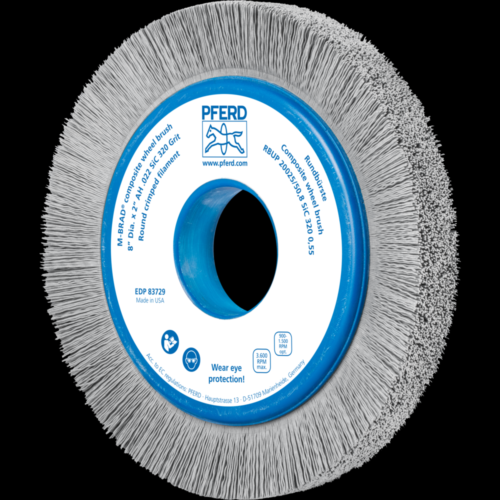 PFERD M-BRAD® Composite Wheel Brush 8&#34; Dia. .022/320 Grit Silicon Carbide 2&#34; Arbor