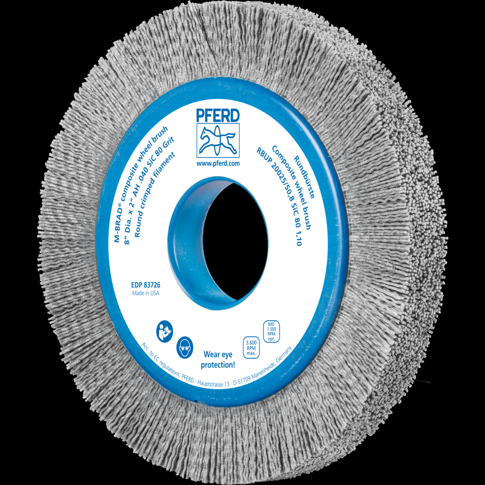 PFERD M-BRAD® Composite Wheel Brush 8&#34; Dia. .040/80 Grit Silicon Carbide 2&#34; Arbor