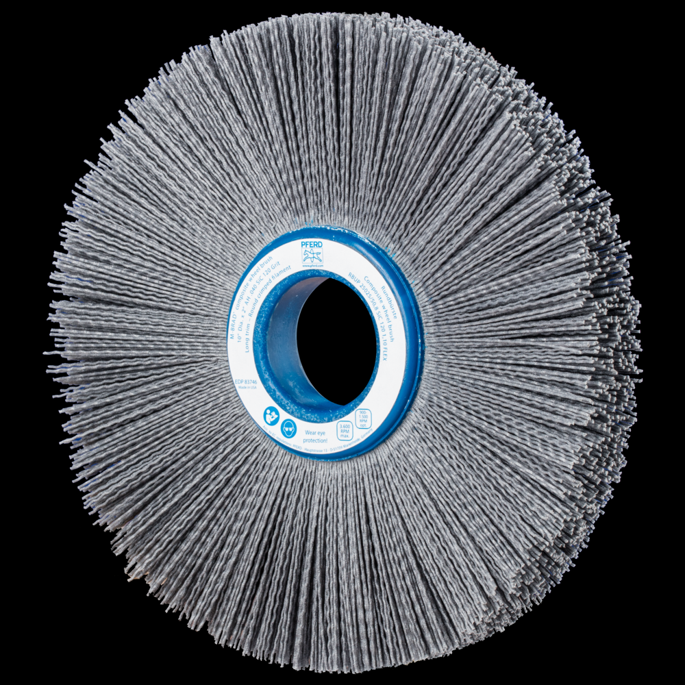 PFERD M-BRAD® Composite Wheel Brush 10&#34; Dia. .040/120 Grit Silicon Carbide 2&#34; Arbor