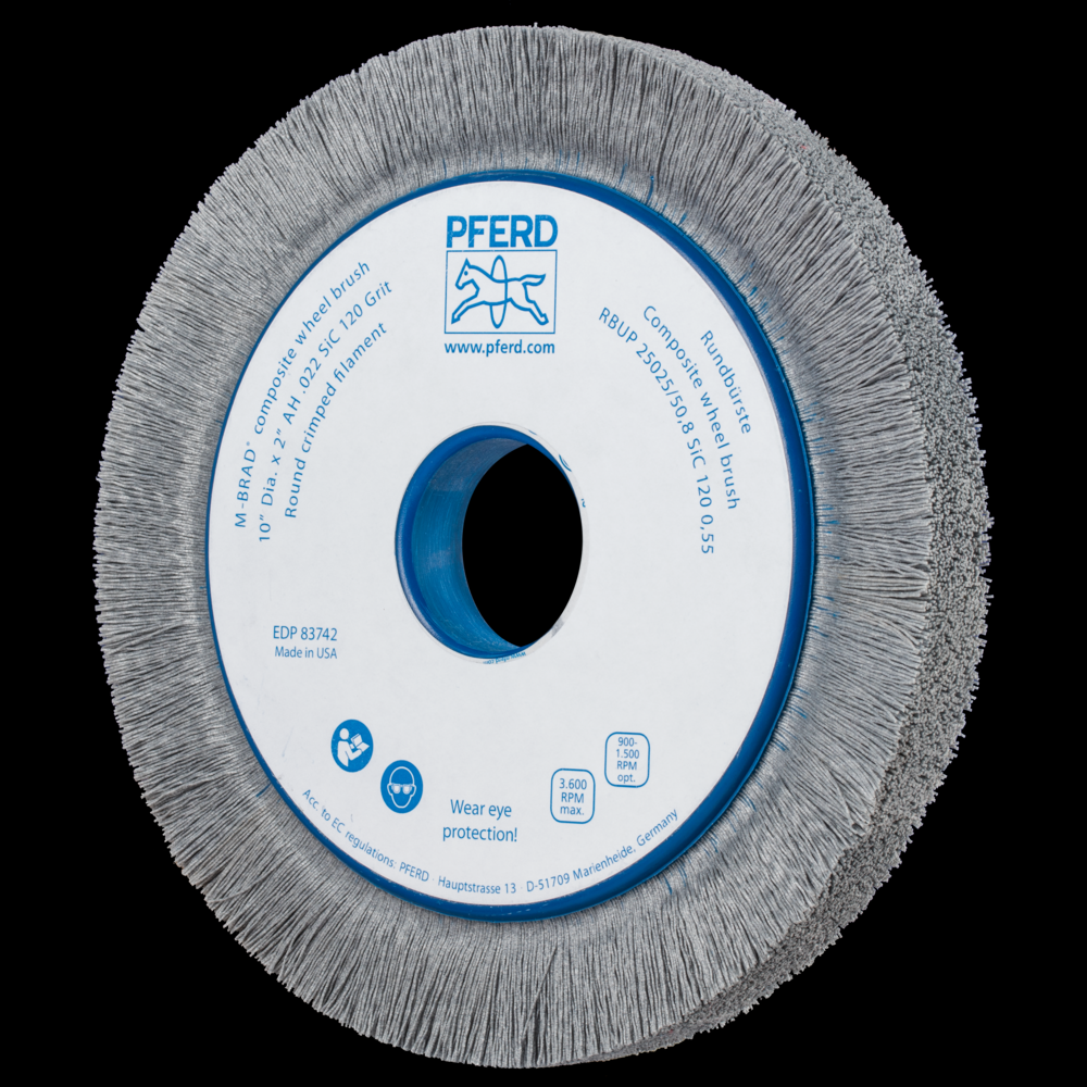 PFERD M-BRAD® Composite Wheel Brush 10&#34; Dia. .040/120 Grit Silicon Carbide 2&#34; Arbor