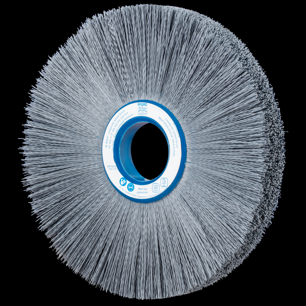 PFERD M-BRAD® Composite Wheel Brush 10&#34; Dia. .022/320 Grit Silicon Carbide 2&#34; Arbor