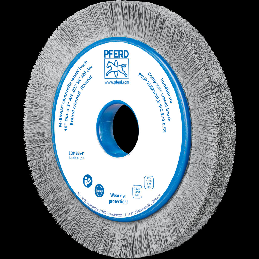PFERD M-BRAD® Composite Wheel Brush 10&#34; Dia. .022/320 Grit Silicon Carbide 2&#34; Arbor