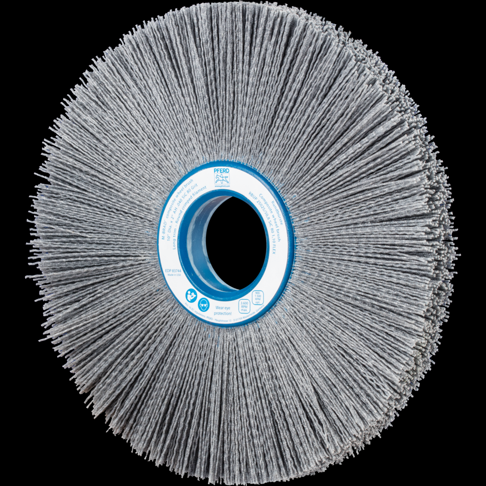 PFERD M-BRAD® Composite Wheel Brush 10&#34; Dia. .040/80 Grit Silicon Carbide 2&#34; Arbor
