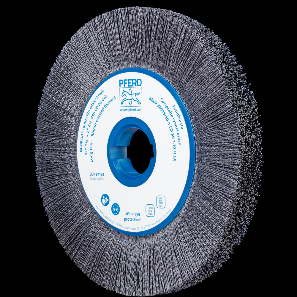 PFERD M-BRAD® Composite Wheel Brush 14&#34; Dia. .040/120 Grit CO 2&#34; Keyed Arbor