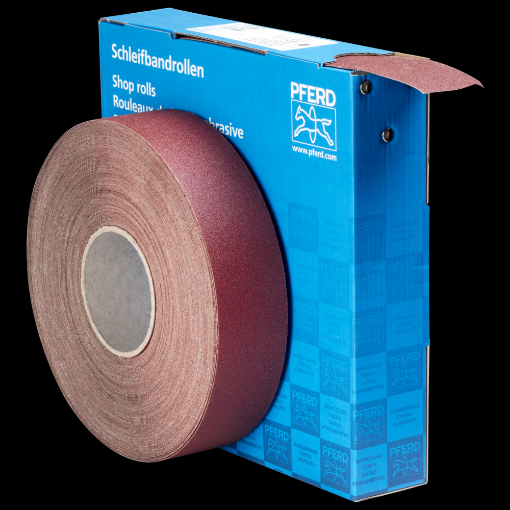 PFERD Shop Roll, Resin over Resin Heavy-Duty, 2&#34; x 50 yards, 100 Grit, Aluminum oxide