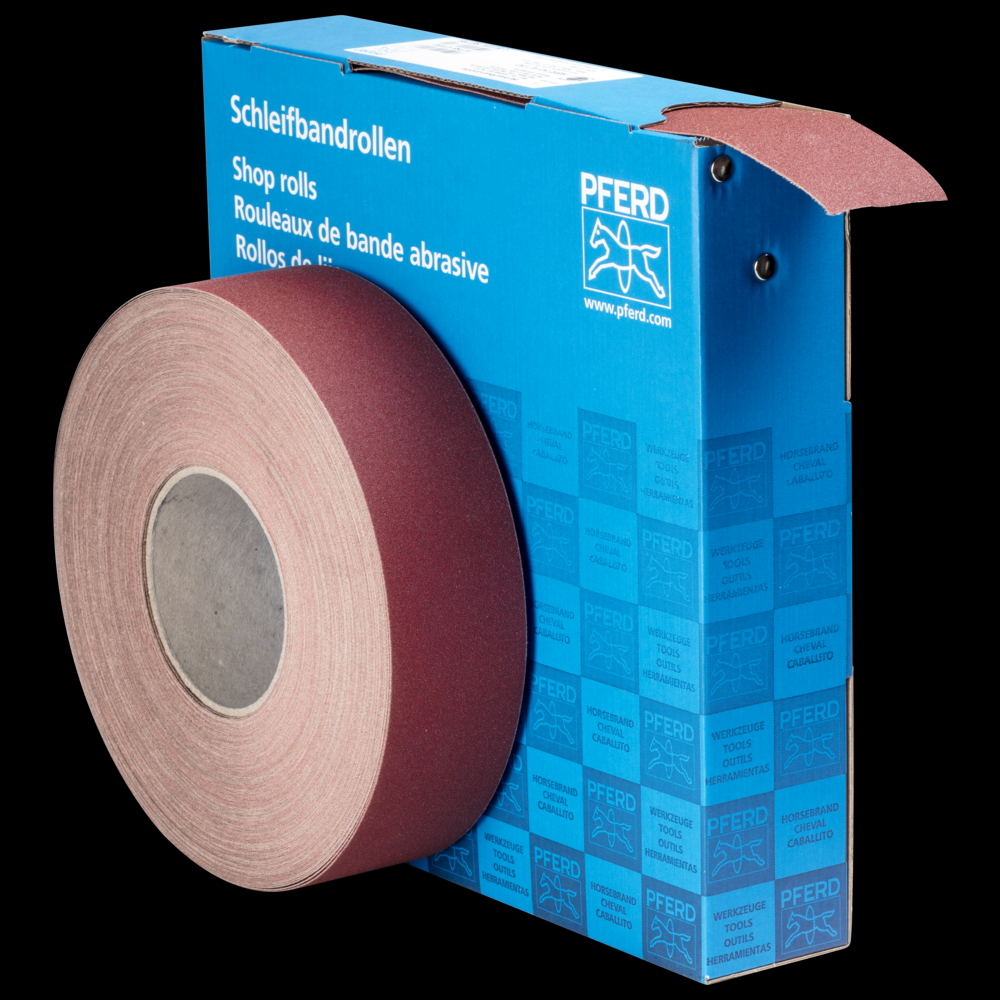 PFERD Shop Roll, Resin over Resin Heavy-Duty, 2&#34; x 50 yards, 150 Grit, Aluminum oxide