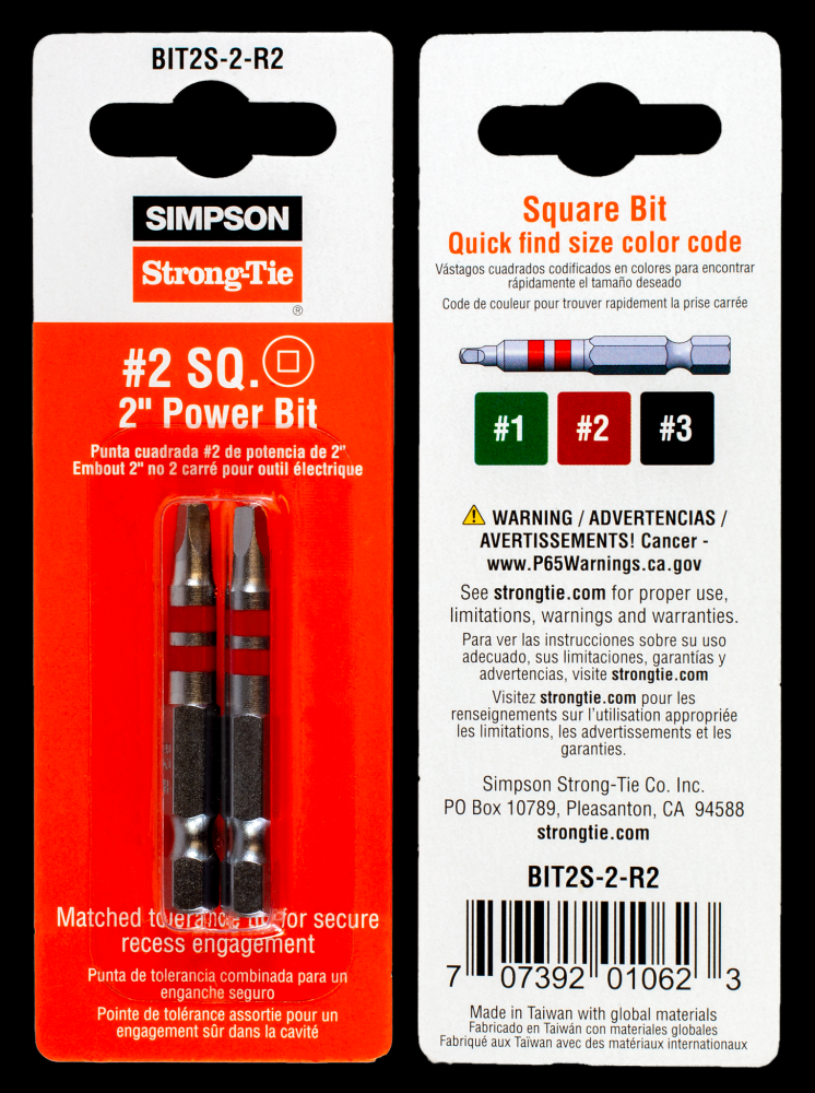#2 Square-Drive 2-in. Power Bit (2-Qty)