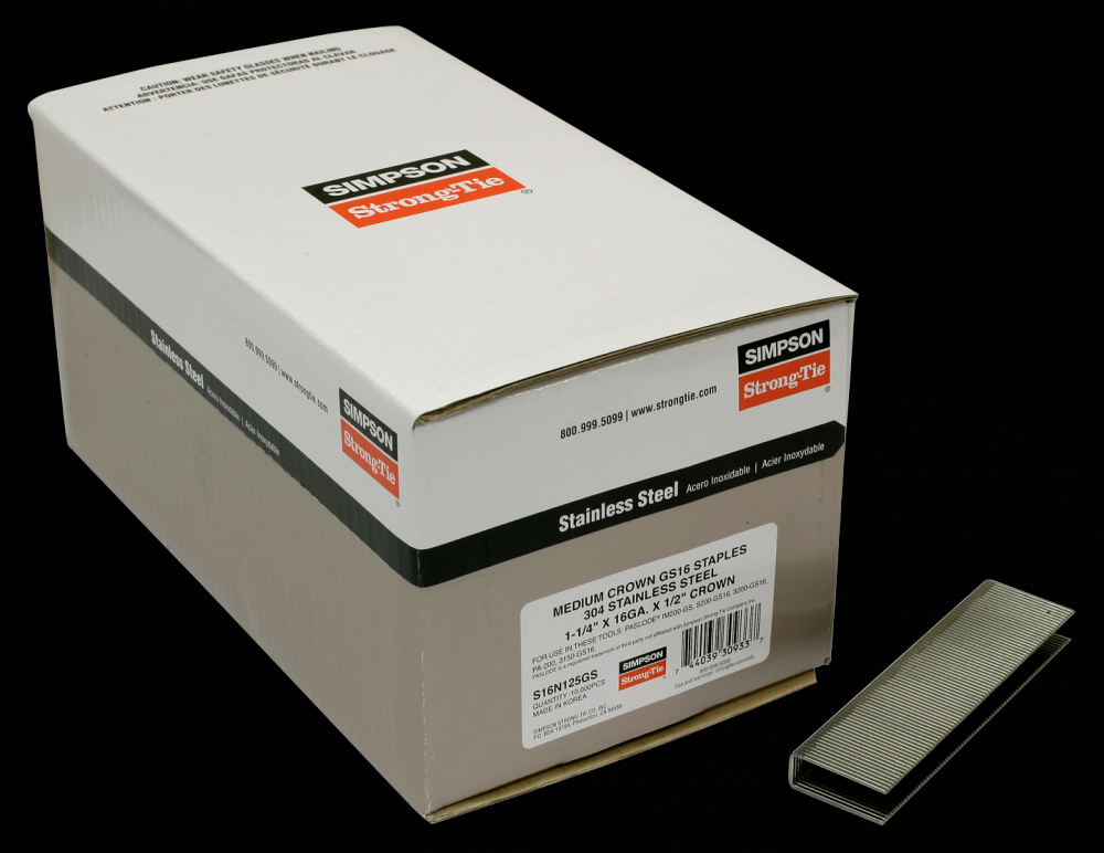 1/2-in. Crown, 16-Gauge Staples - 1-1/4 in. Type 304 Stainless Steel (10,000-Qty)