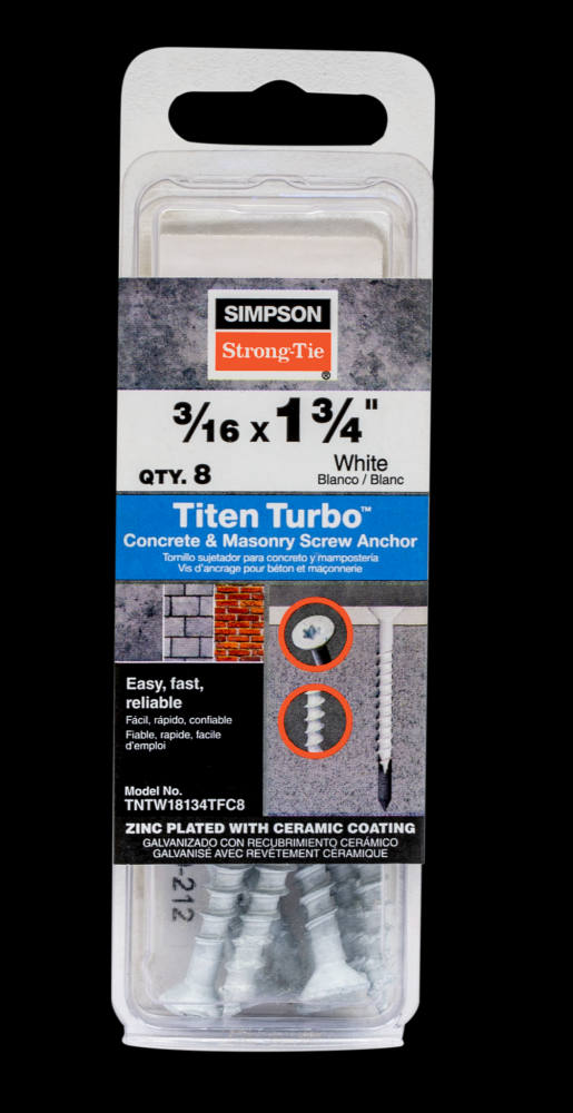 Titen Turbo™ - 3/16 in. x 1-3/4 in. 6-Lobe Flat-Head Concrete and Masonry Screw, White (8-Qty)