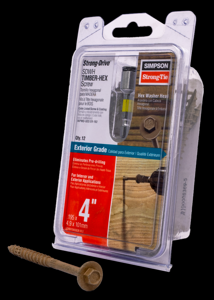 Strong-Drive® SDWH™ TIMBER-HEX Screw - 0.195 in. x 4 in. 5/16 Hex, DB Coating, Tan (12-Qty)