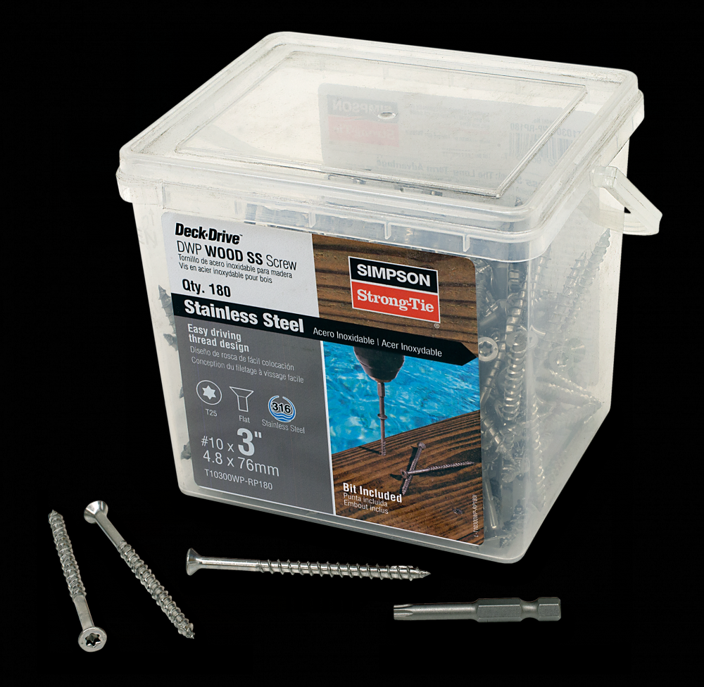 Deck-Drive™ DWP WOOD SS Screw - #10 x 3 in. T25, Flat Head, Type 316 (180-Qty)