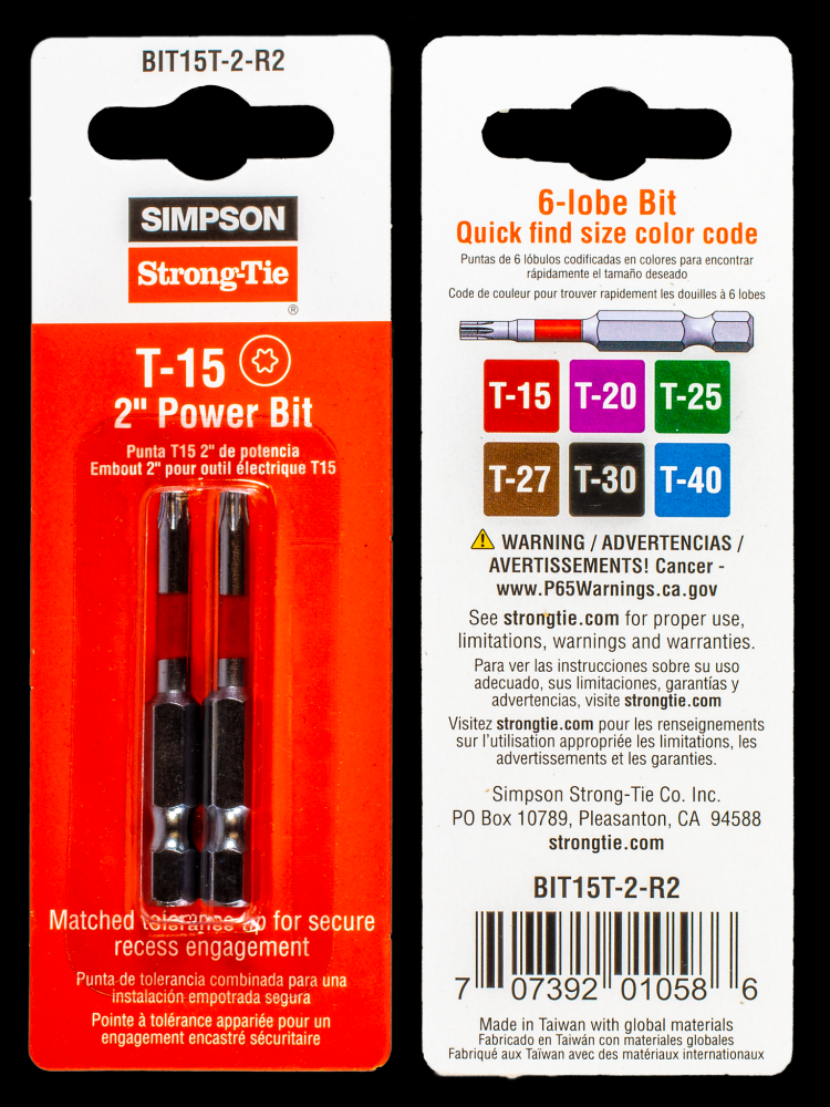 T15 6-Lobe-Drive 2-in. Power Bit (2-Qty)