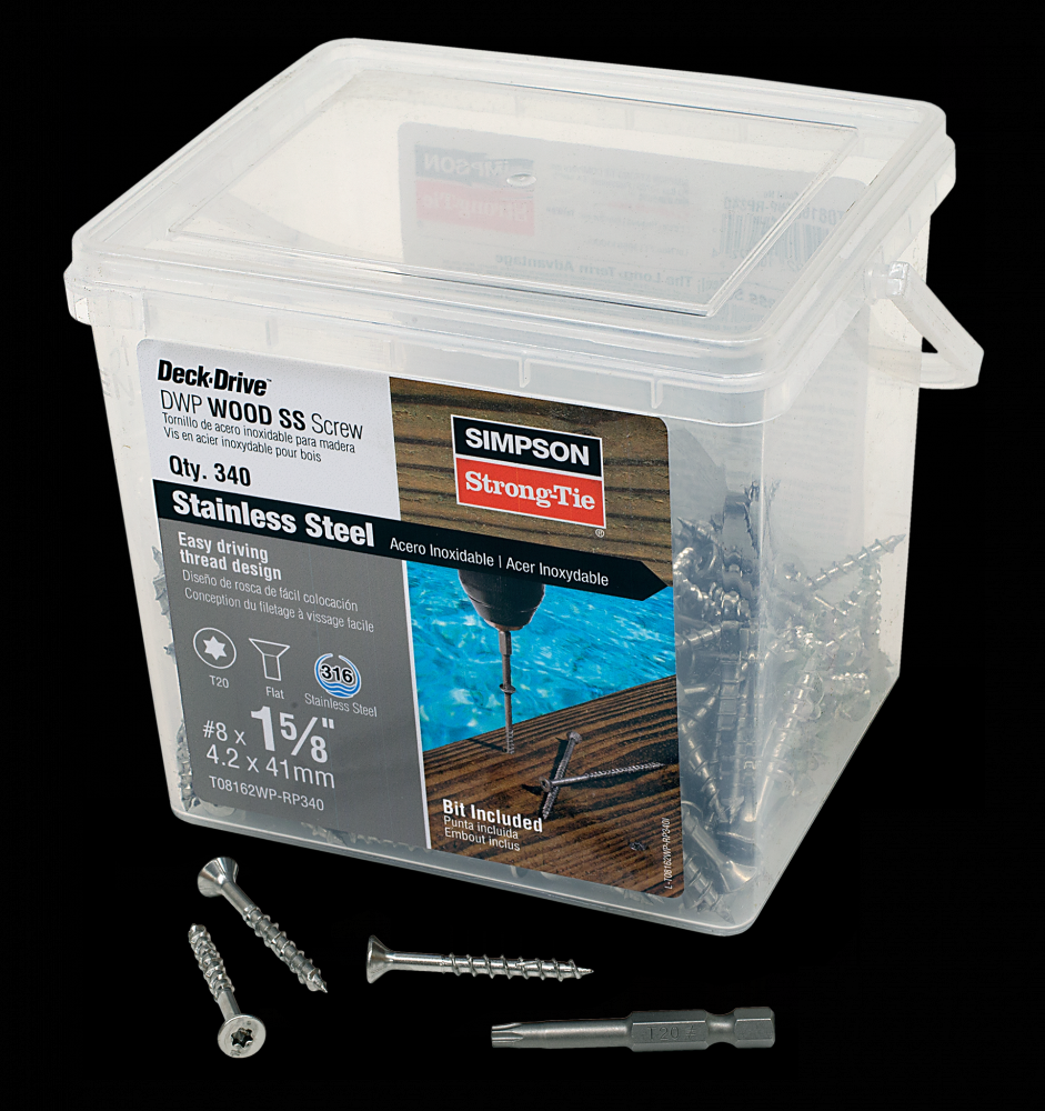 Deck-Drive™ DWP WOOD SS Screw - #8 x 1-5/8 in. T20, Flat Head, Type 316 (340-Qty)
