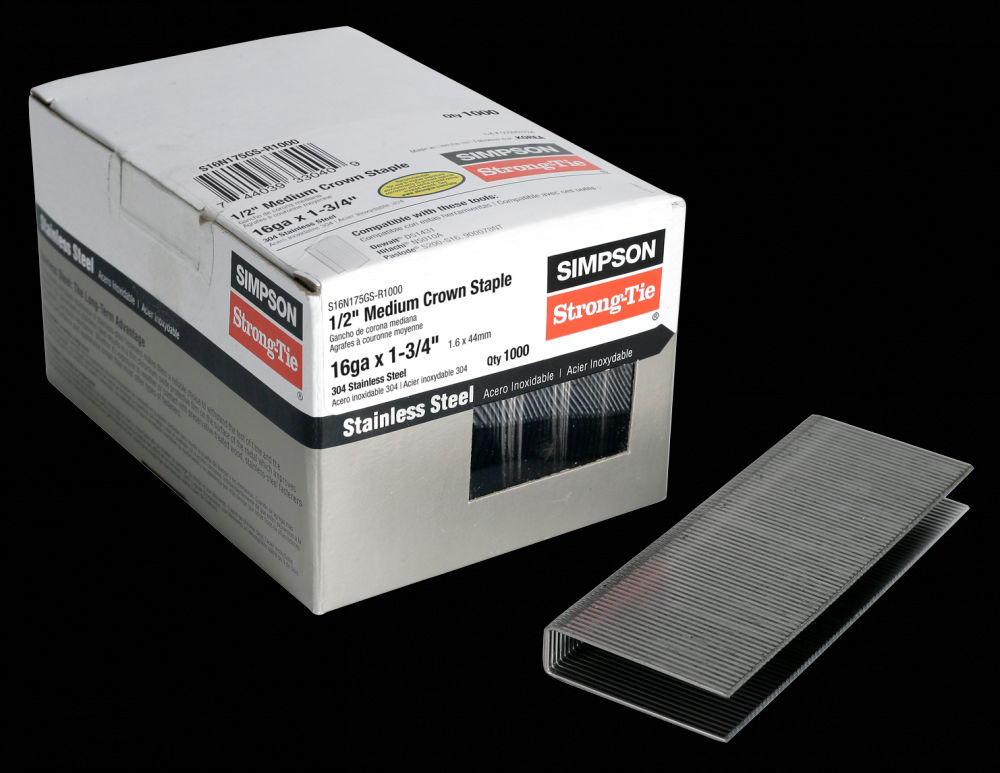 1/2-in. Crown, 16-Gauge Staples - 1-3/4 in. Type 304 Stainless Steel (1000-Qty)