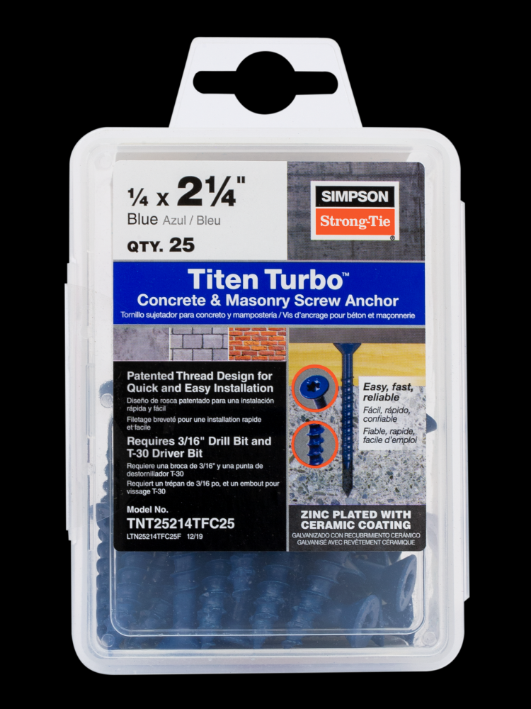 Titen Turbo™ - 1/4 in. x 2-1/4 in. 6-Lobe Flat-Head Concrete and Masonry Screw, Blue (100-Qty)
