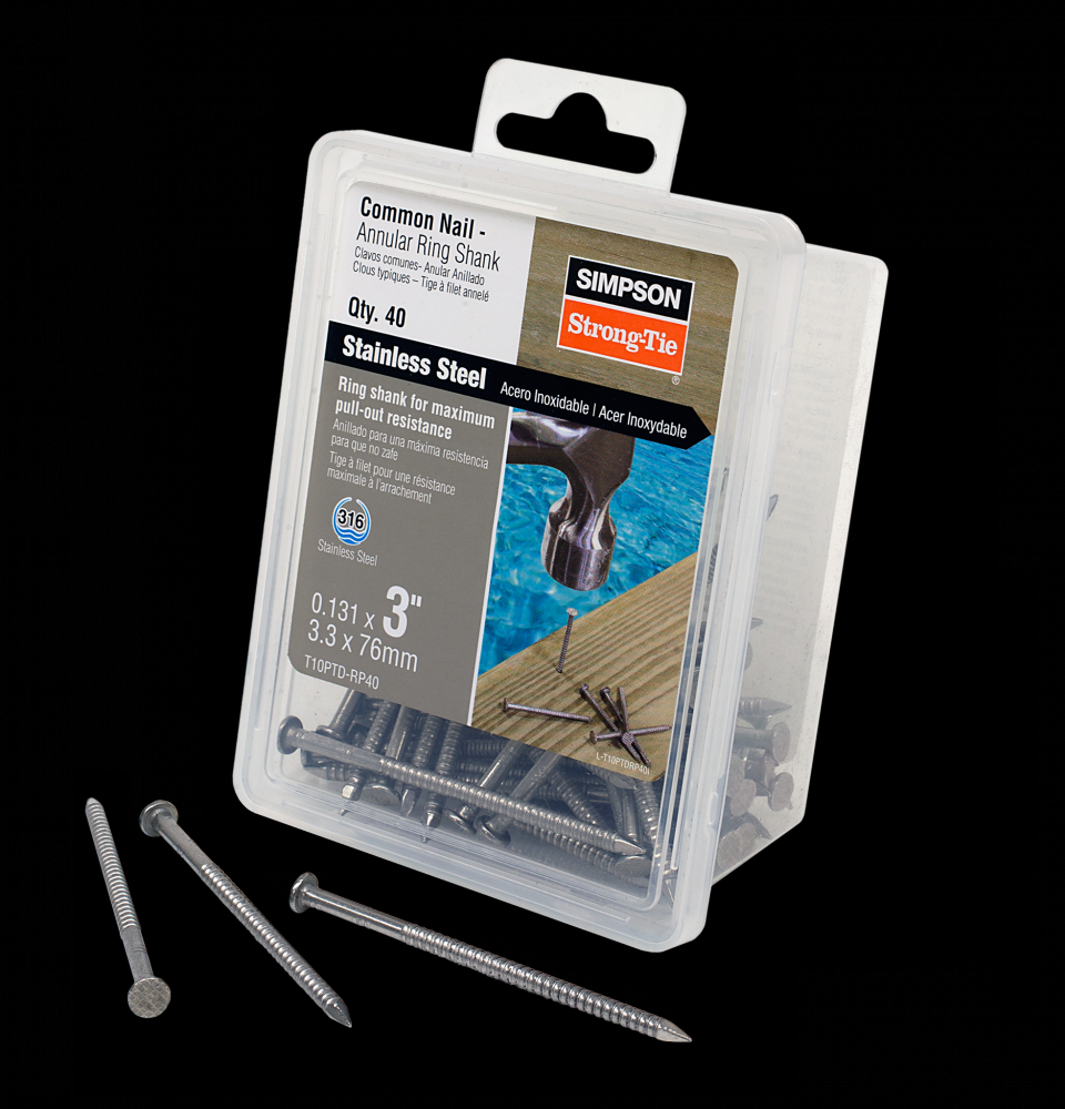 Preservative-Treated Wood Decking Nail, Ring Shank - 3-1/4 in. x .131 in. Type 316 (40-Qty.)