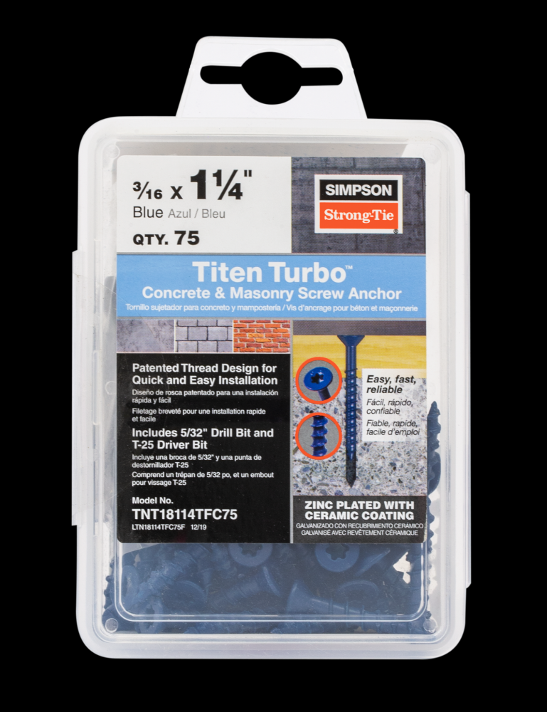 Titen Turbo™ - 3/16 in. x 1-1/4 in. 6-Lobe Flat-Head Concrete and Masonry Screw, Blue (75-Qty)