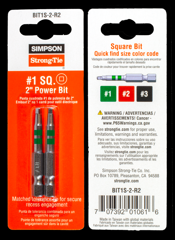 #1 Square-Drive 2-in. Power Bit (2-Qty)