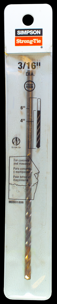 3/16 in. x 6 in. Straight Shank Drill Bit