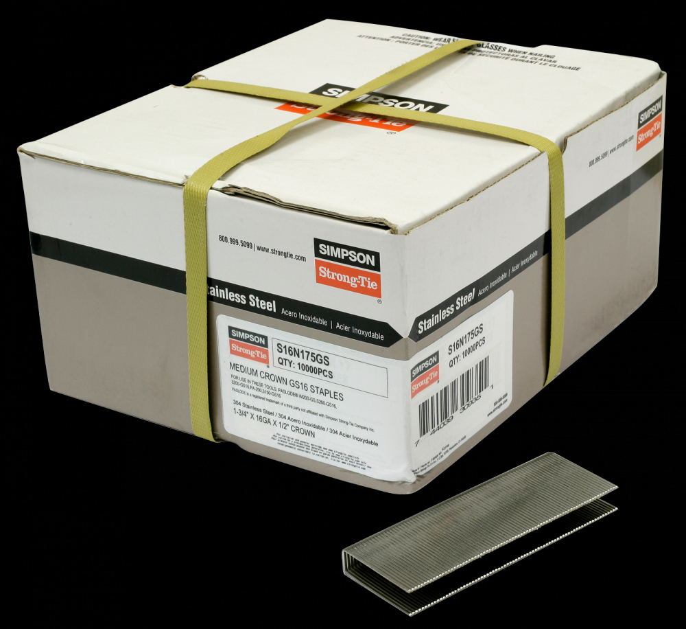 1/2-in. Crown, 16-Gauge Staples - 1-3/4 in. Type 304 Stainless Steel (10,000-Qty)