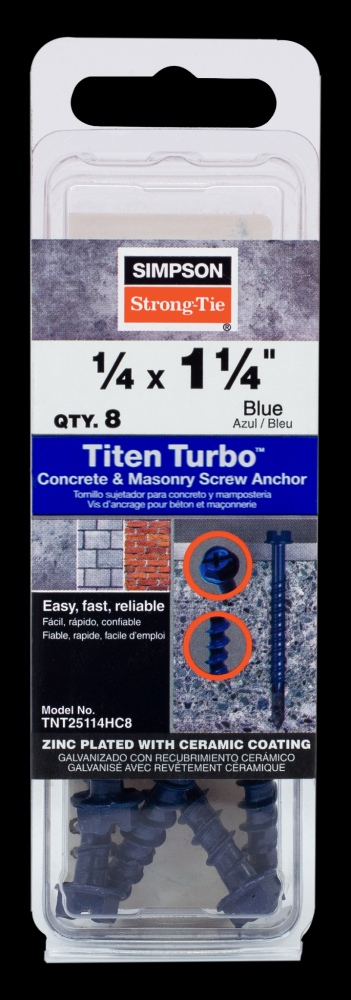 Titen Turbo™ - 1/4 in. x 1-1/4 in. Hex-Head Concrete and Masonry Screw, Blue (8-Qty)