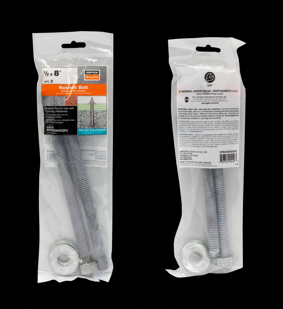 RFB 1/2 in. x 8 in. Hot-Dip Galvanized Retrofit Bolt (2-Qty)