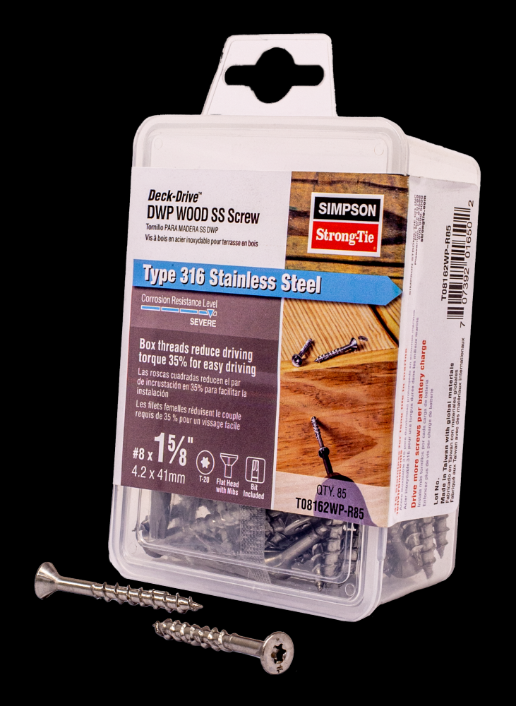 Deck-Drive™ DWP WOOD SS Screw - #8 x 1-5/8 in. T20, Flat Head, Type 316 (85-Qty)