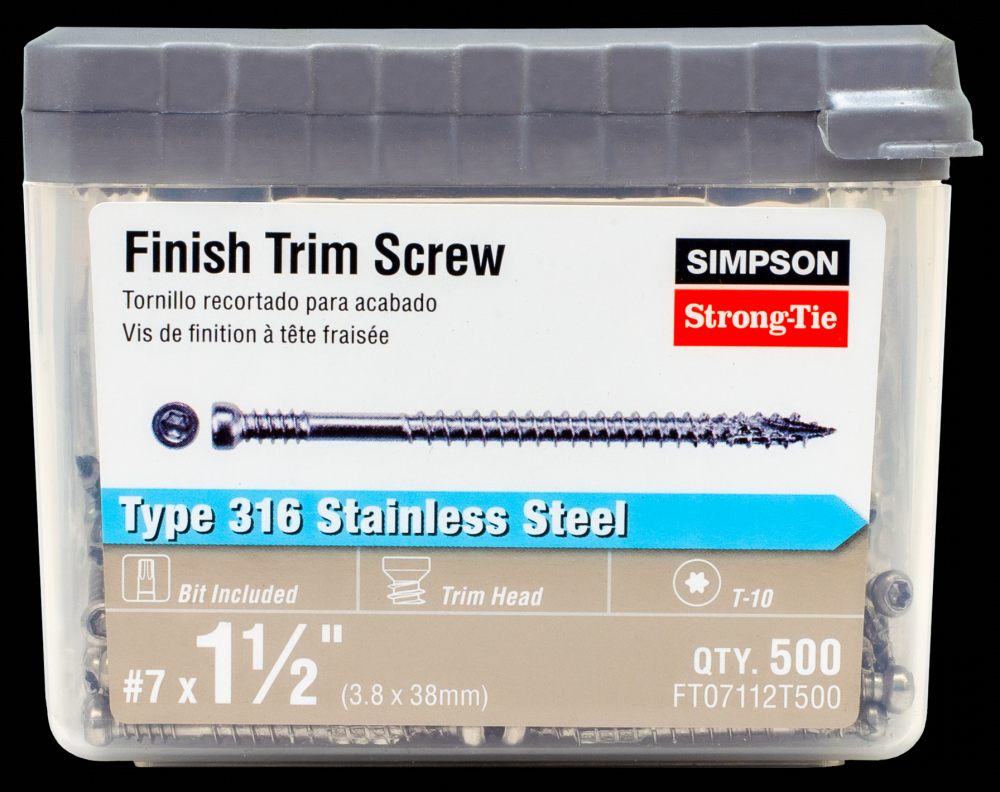 Finish Trim Screw - #7 x 1-1/2 in. T10, Trim-Head, Type 316 (500-Qty)