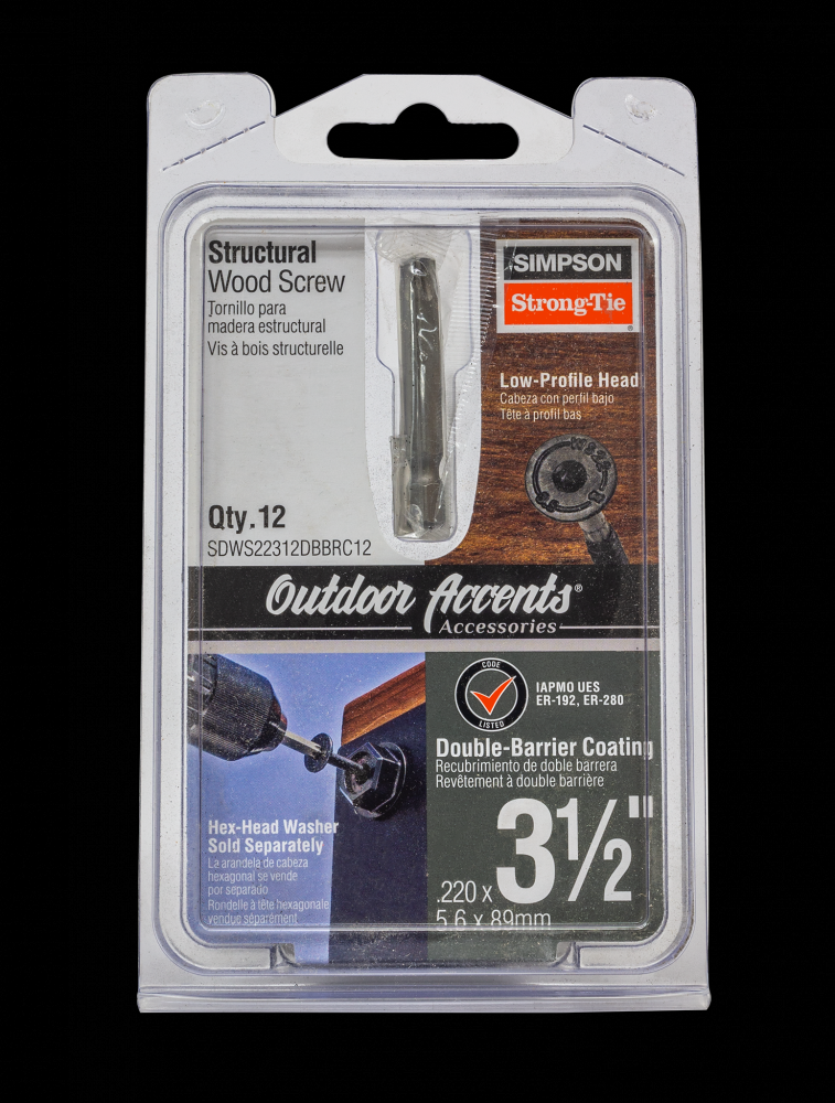 Outdoor Accents® Structural Wood Screw - .220 in. x 3-1/2 in. DB Coating, Black (12-Qty)