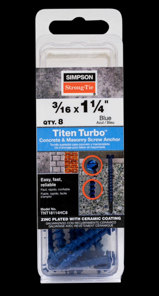 Titen Turbo™ - 3/16 in. x 1-1/4 in. Hex-Head Concrete and Masonry Screw, Blue (8-Qty)