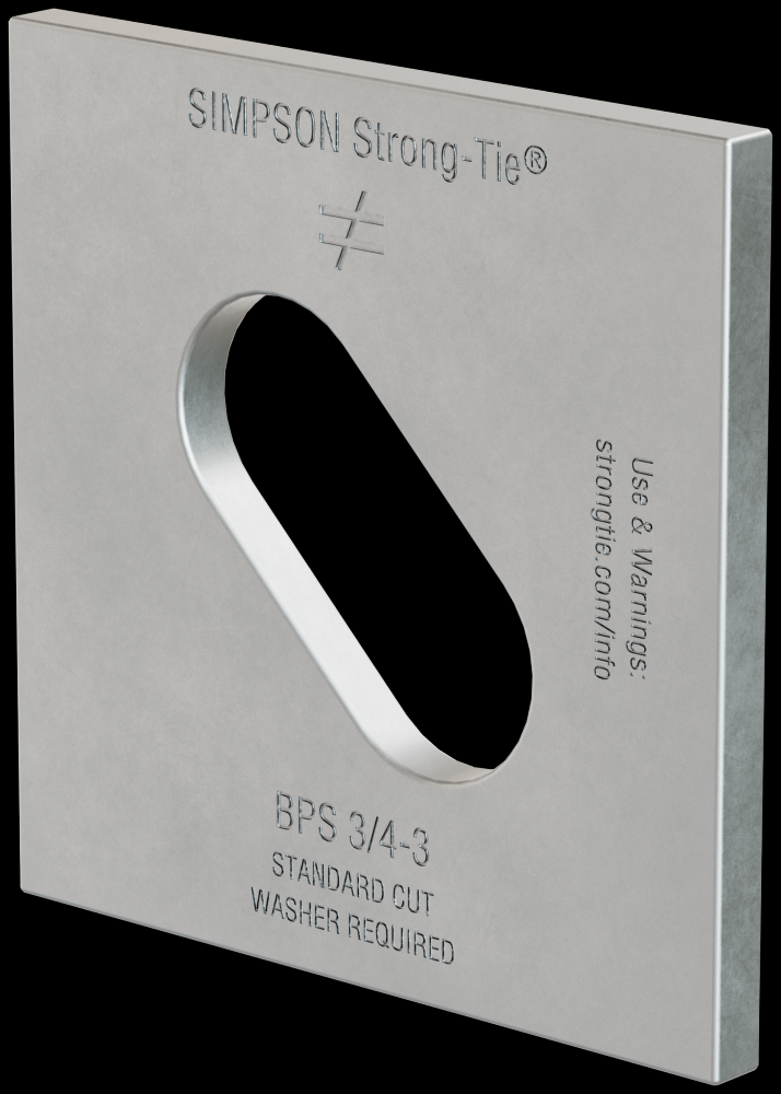 BPS 3 in. x 3 in. Slotted Bearing Plate with 3/4 in. Bolt Dia.