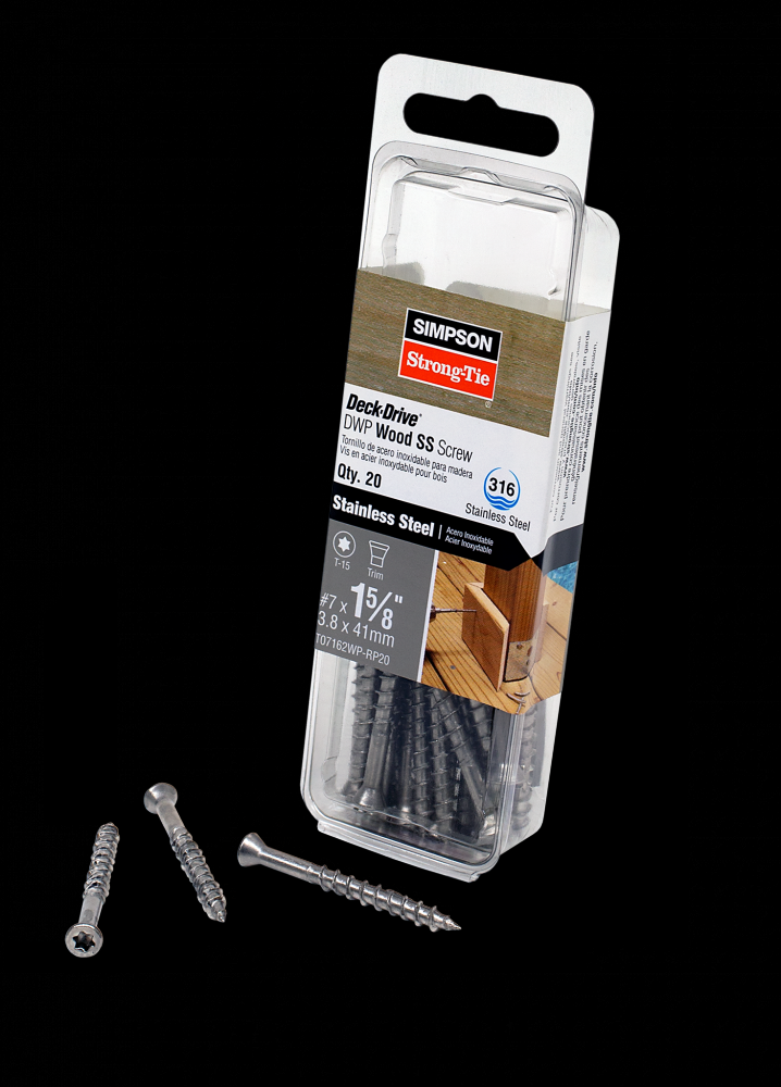 Deck-Drive™ DWP WOOD SS Screw - #7 x 1-5/8 in. T-15, Trim Head, Type 316 (20-Qty)