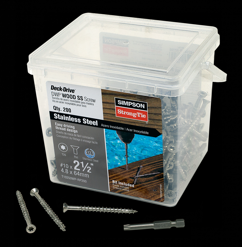 Deck-Drive™ DWP WOOD SS Screw - #10 x 2-1/2 in. T25, Flat Head, Type 316 (200-Qty)