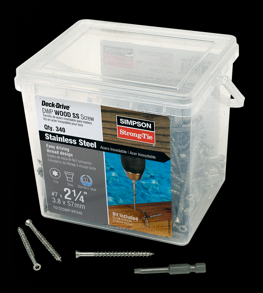 Deck-Drive™ DWP WOOD SS Screw - #7 x 2-1/4 in. T-15, Trim Head, Type 316 (340-Qty)