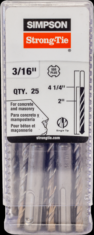 3/16 in. x 4-1/4 in. SDS-plus® Shank Drill Bit (25-Qty)