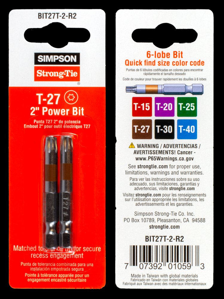 T27 6-Lobe-Drive 2-in. Power Bit (2-Qty)