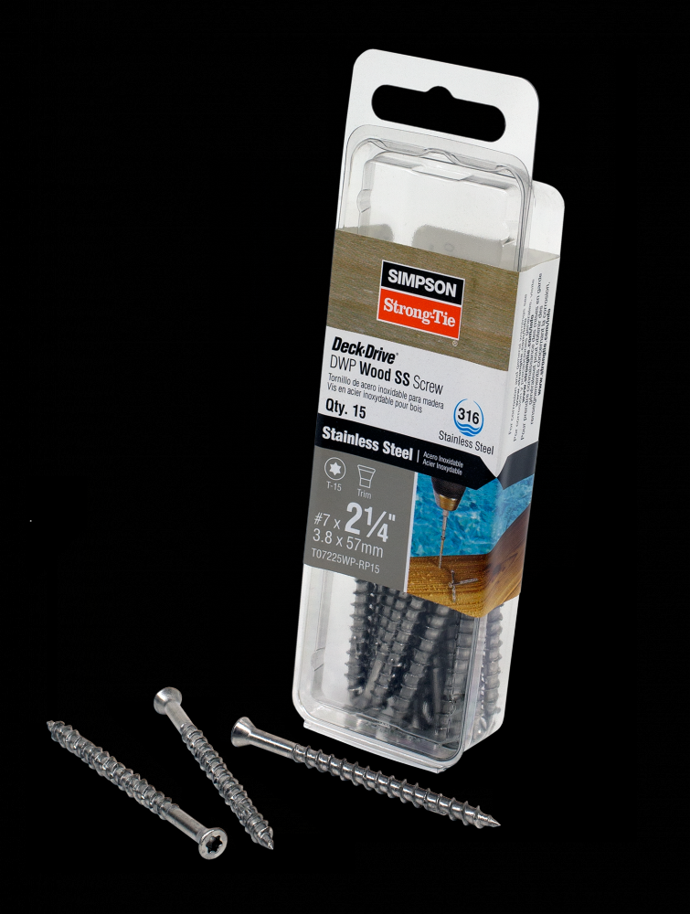Deck-Drive™ DWP WOOD SS Screw - #7 x 2-1/4 in. T-15, Trim Head, Type 316 (15-Qty)