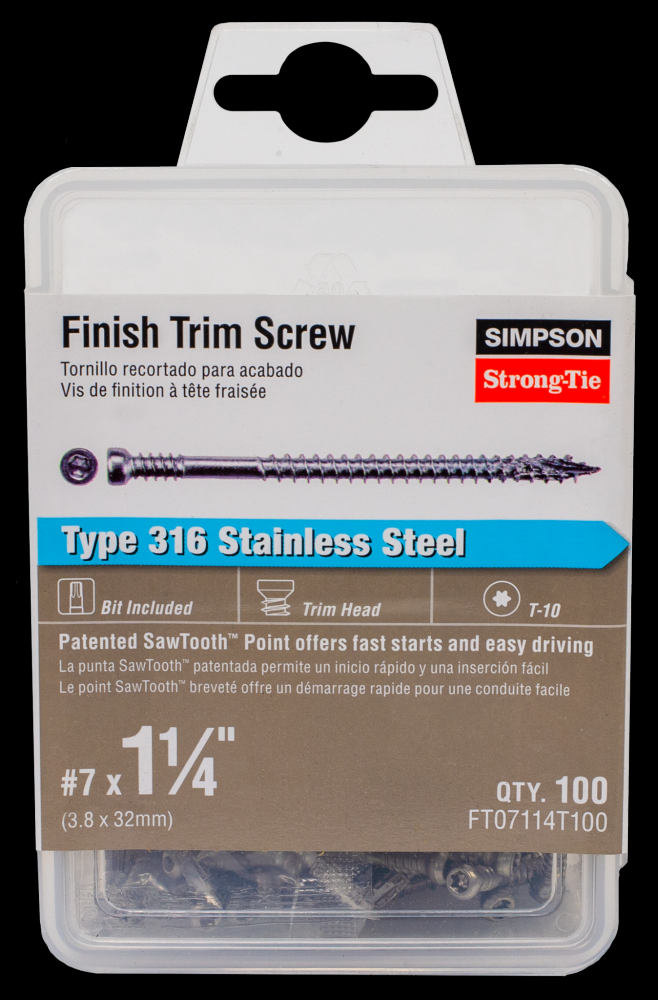 Finish Trim Screw - #7 x 1-1/4 in. T10, Trim-Head, Type 316 (100-Qty)