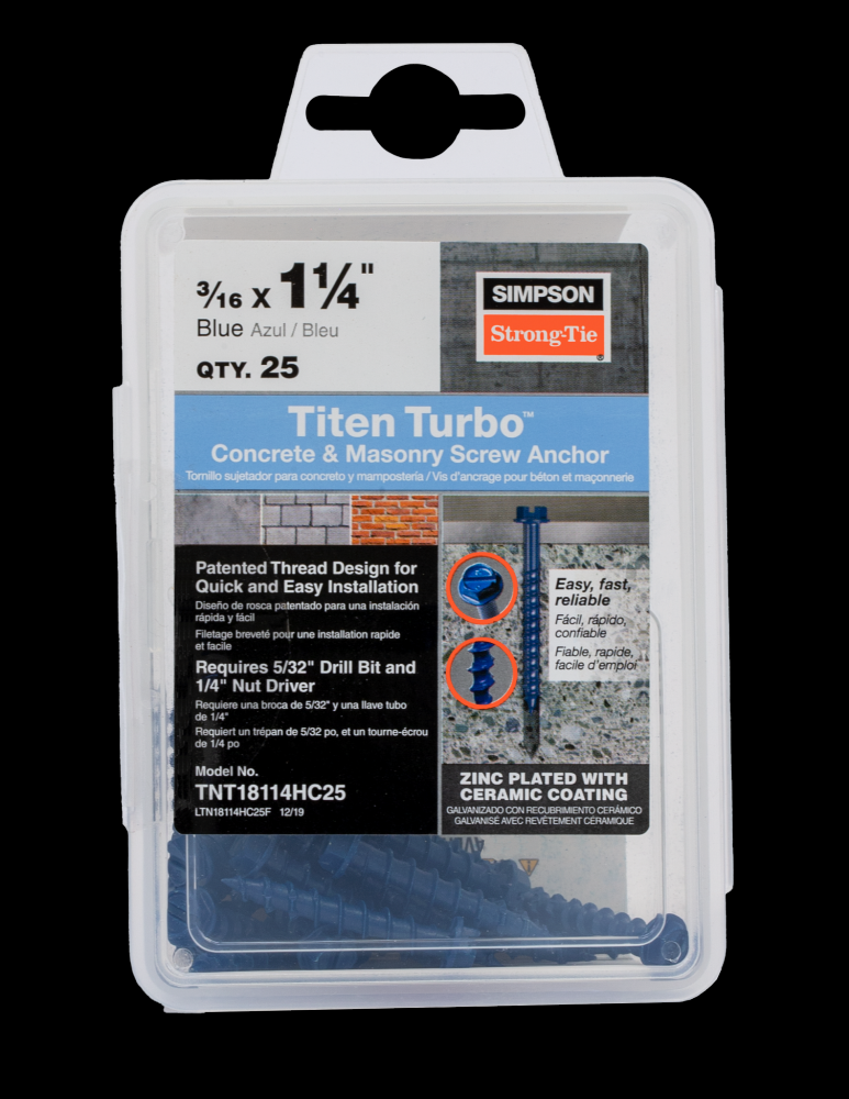 Titen Turbo™ - 3/16 in. x 1-1/4 in. Hex-Head Concrete and Masonry Screw, Blue (100-Qty)
