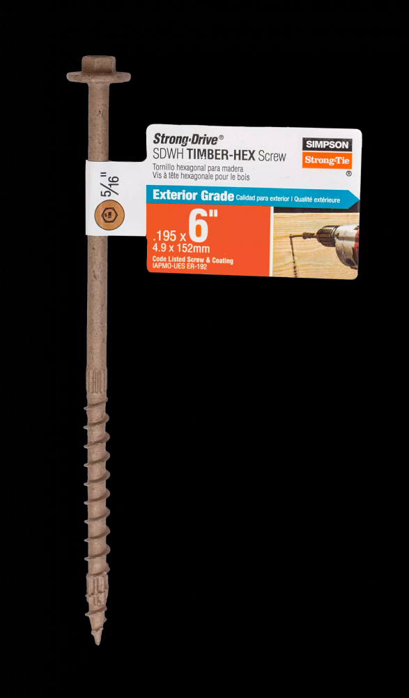 Strong-Drive® SDWH™ TIMBER-HEX Screw - 0.195 in. x 6 in. 5/16 Hex, DB Coating