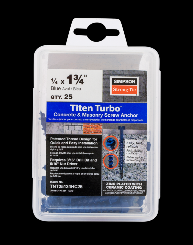 Titen Turbo™ - 1/4 in. x 1-3/4 in. Hex-Head Concrete and Masonry Screw, Blue (25-Qty)