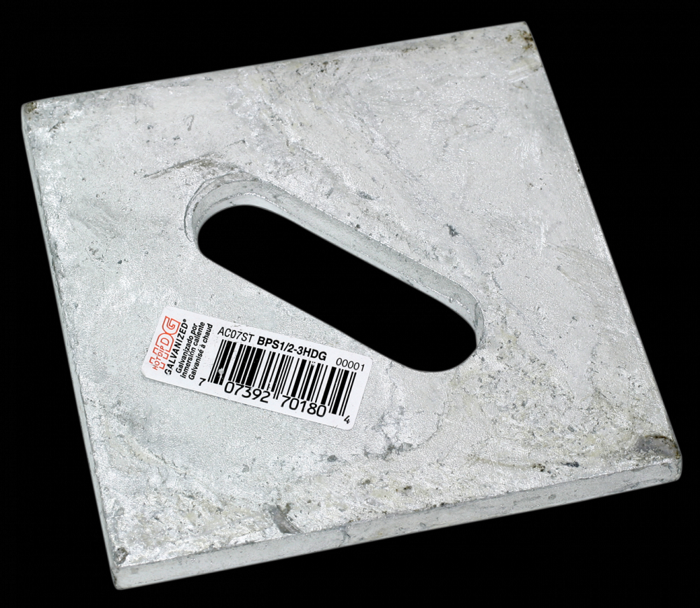 BPS 3 in. x 3 in. HDG Slotted Bearing Plate with 1/2 in. Bolt Dia.
