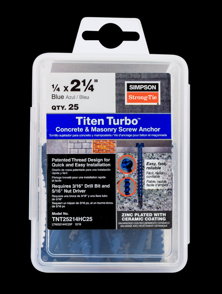 Titen Turbo™ - 1/4 in. x 2-1/4 in. Hex-Head Concrete and Masonry Screw, Blue (100-Qty)