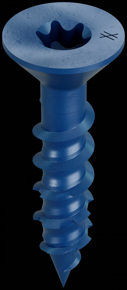 Titen Turbo™ - 1/4 in. x 1-1/4 in. 6-Lobe Flat-Head Concrete and Masonry Screw, Blue (100-Qty)