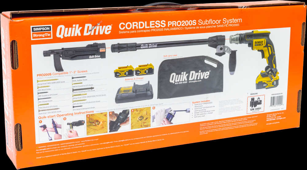 Quik Drive® Cordless PRO200S Multi-Purpose System w/ DeWalt® 2500 RPM Screwdriver Motor